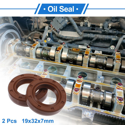 Oil Seal 19x32x7mm Rotary Shaft Seal FKM Brown 2 x
