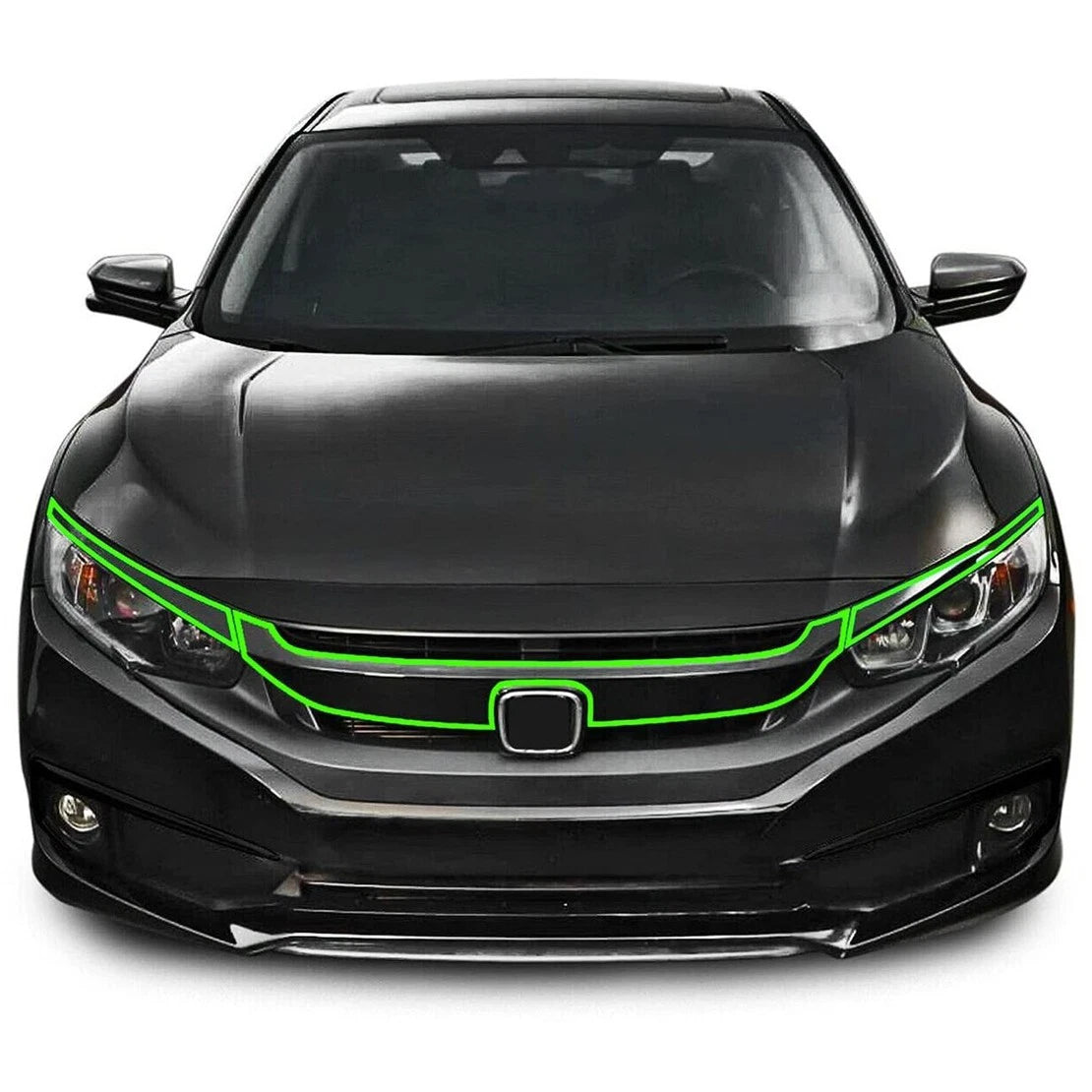 Gloss Black Front Bumper Grille Sticker for Honda Civic (2016-2020)