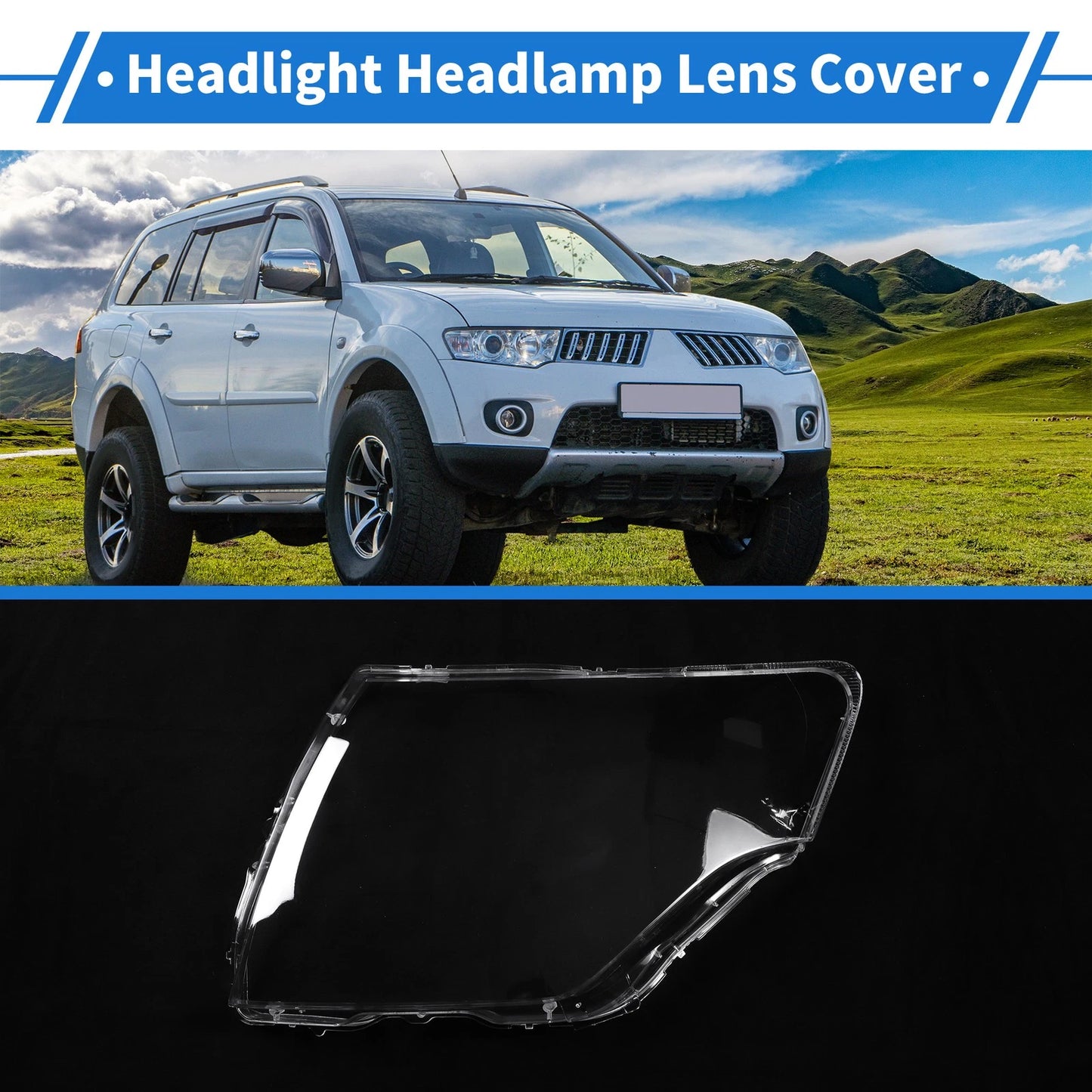 Front Left Headlight Lens Cover for Mitsubishi Pajero (2007-2018)