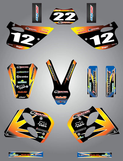 Custom Graphics Full Kit SUNRISE STYLE Stickers for KTM SX (1993-1997)