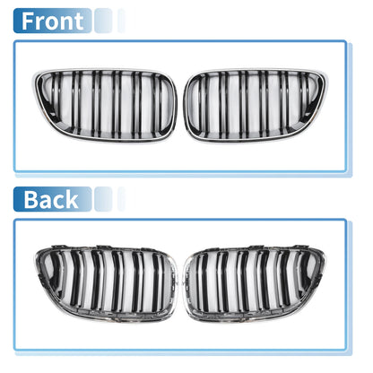 Front Upper Bumper Grille for BMW 2 Series F22 Chrome Silver Tone (2014-2021)