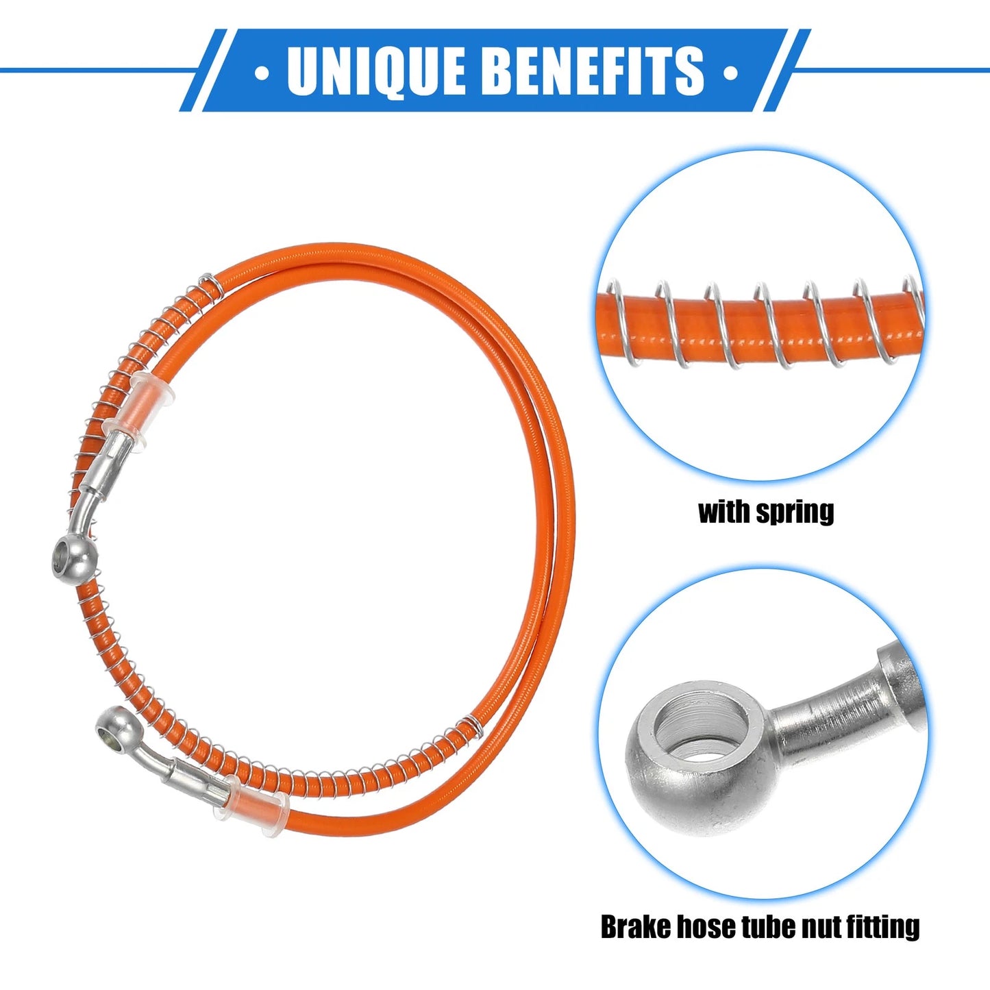 Hydraulic Brake Hose Line Pipeline Orange 120cm 10mm for Motorcycle