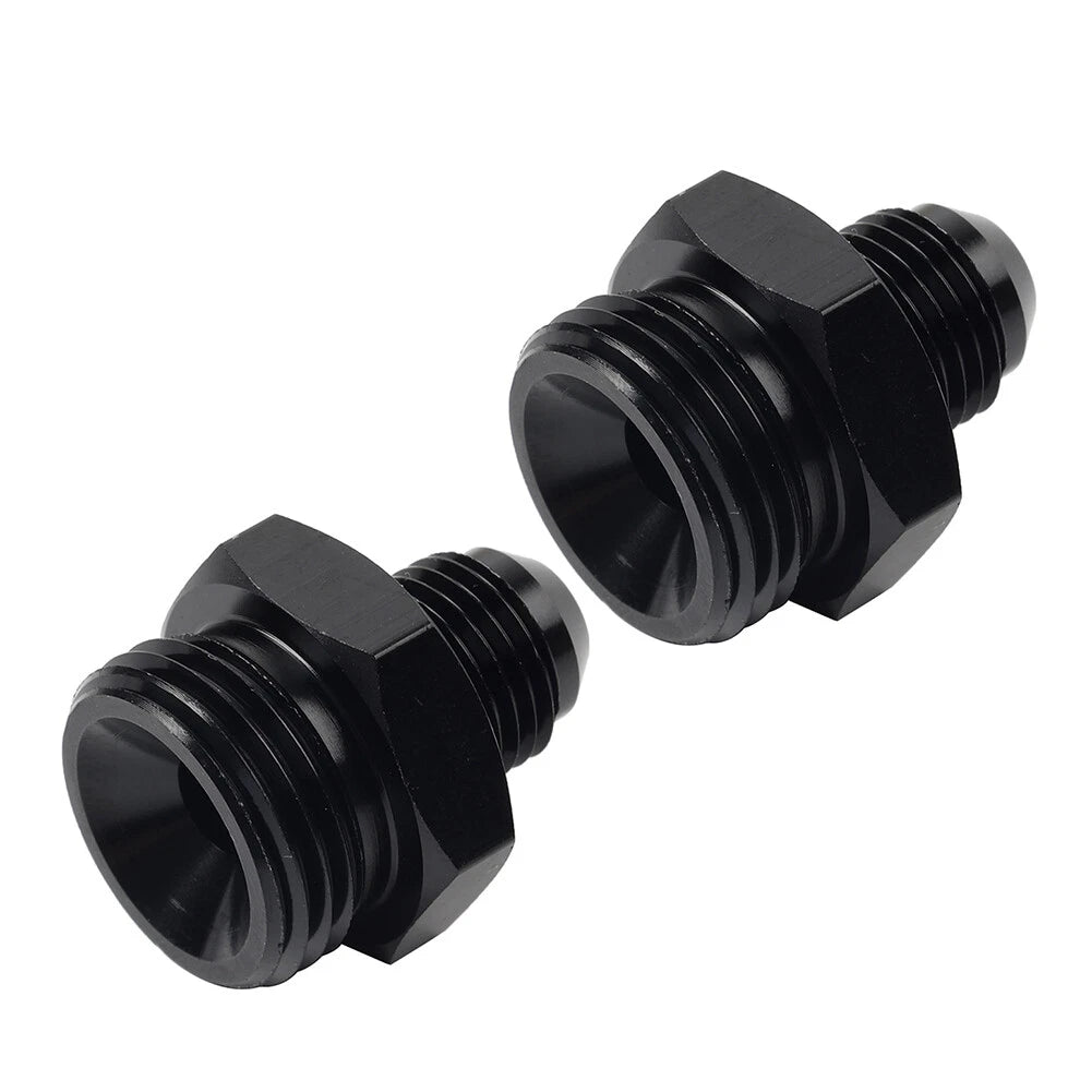 Black Aluminum AN6 Flare to 10AN ORB Male Fitting Adapter w/ O-Rings