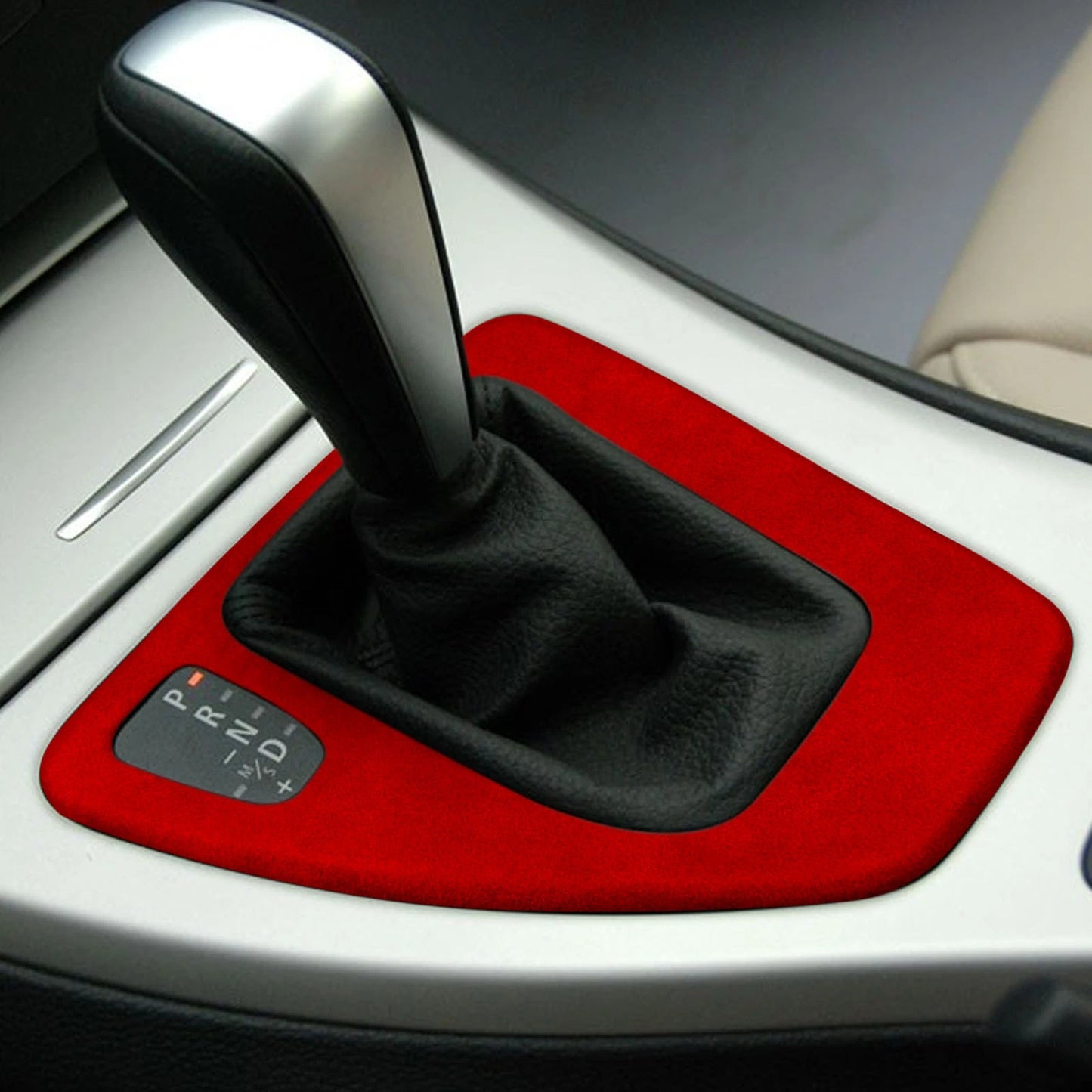 Red Leather Gear Shift Panel Trim for BMW 3 Series E90 E92 E93 (2005-2012)