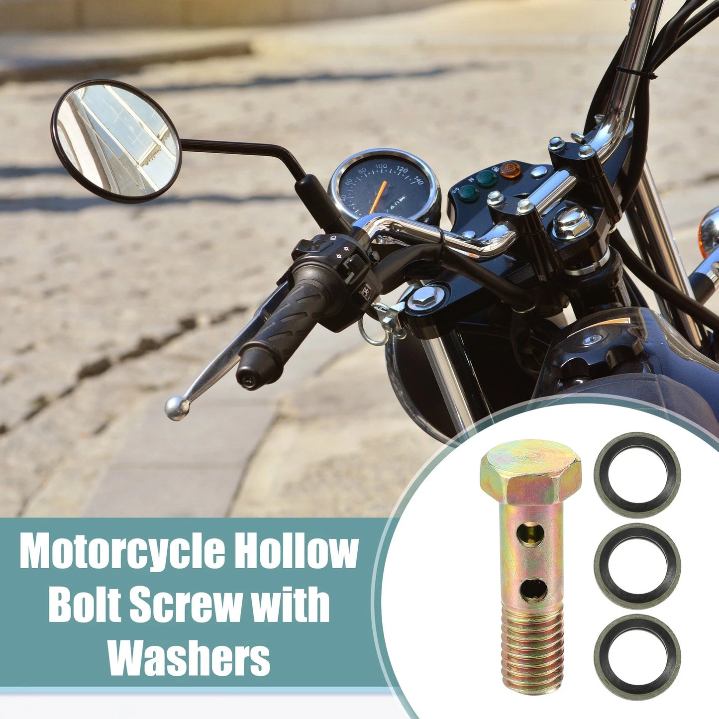 Hollow Bolt Screws 2 x M10x1.5 38mm with Washers for Motorcycle