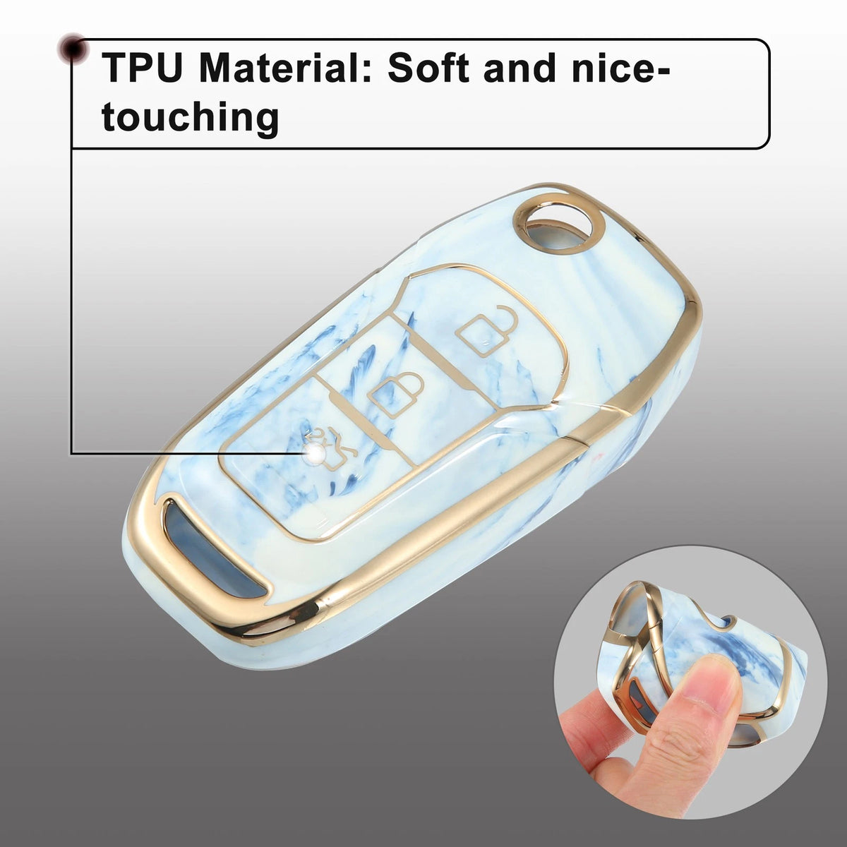 Key Fob Remote Control Cover 3 x Button TPU Shell Blue for Ford F150 (2015-2018)