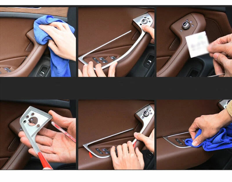 4X Silver Window Lift Switch Panel Cover Trim for Audi A6 A7 S6 S7 (2012–2018)