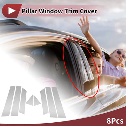 8 Pcs Car Door Pillar Window Trim for INFINITI QX50 Chrome Silver Tone (2014-2017)