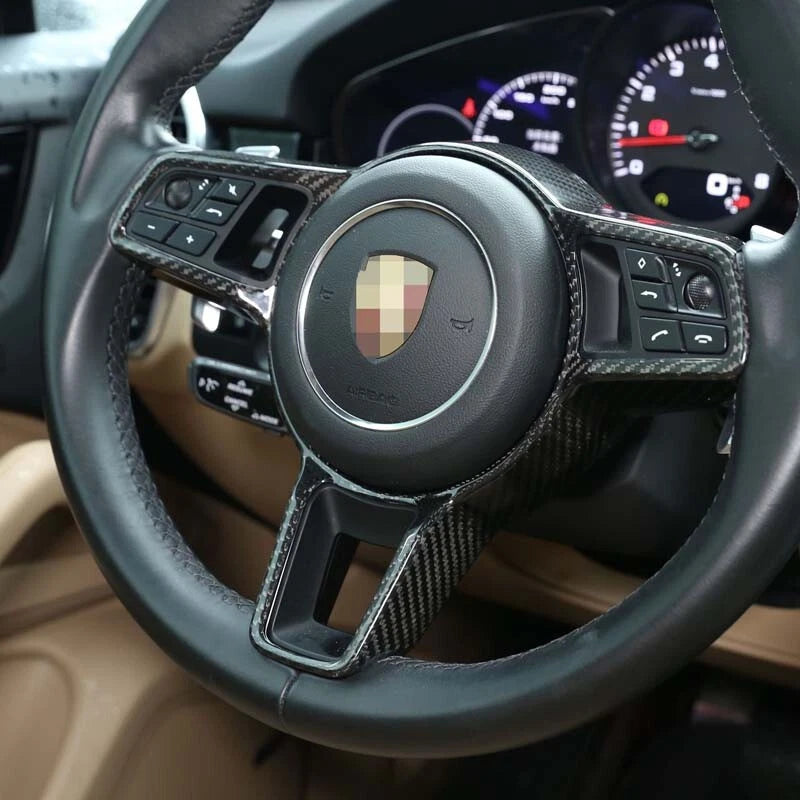 Real Carbon Fiber Steering Wheel Frame Cover Overly Fit For Porsche Macan