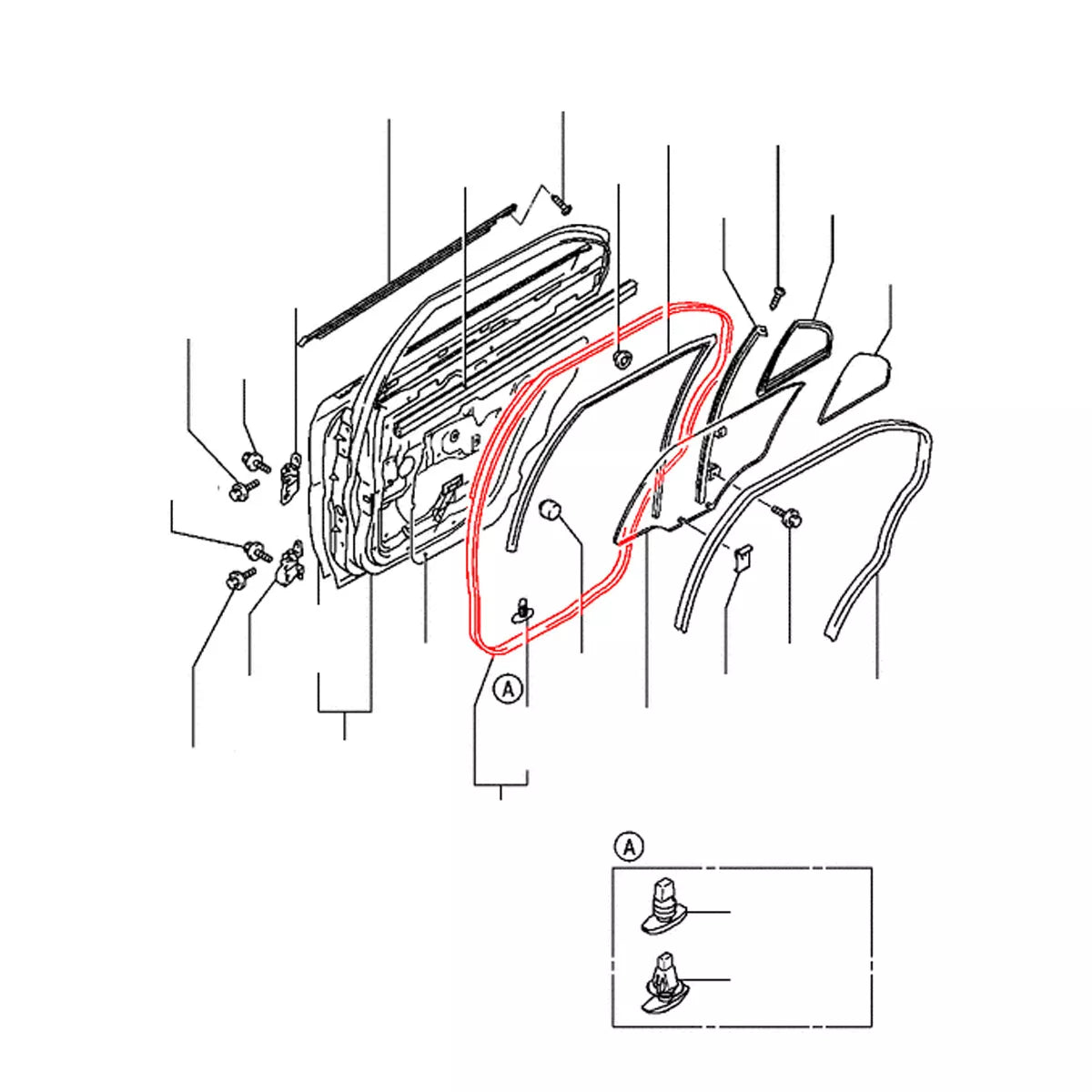 RR Door Weatherstrip Set for Mitsubishi Colt Lancer Mirage 1995-2003