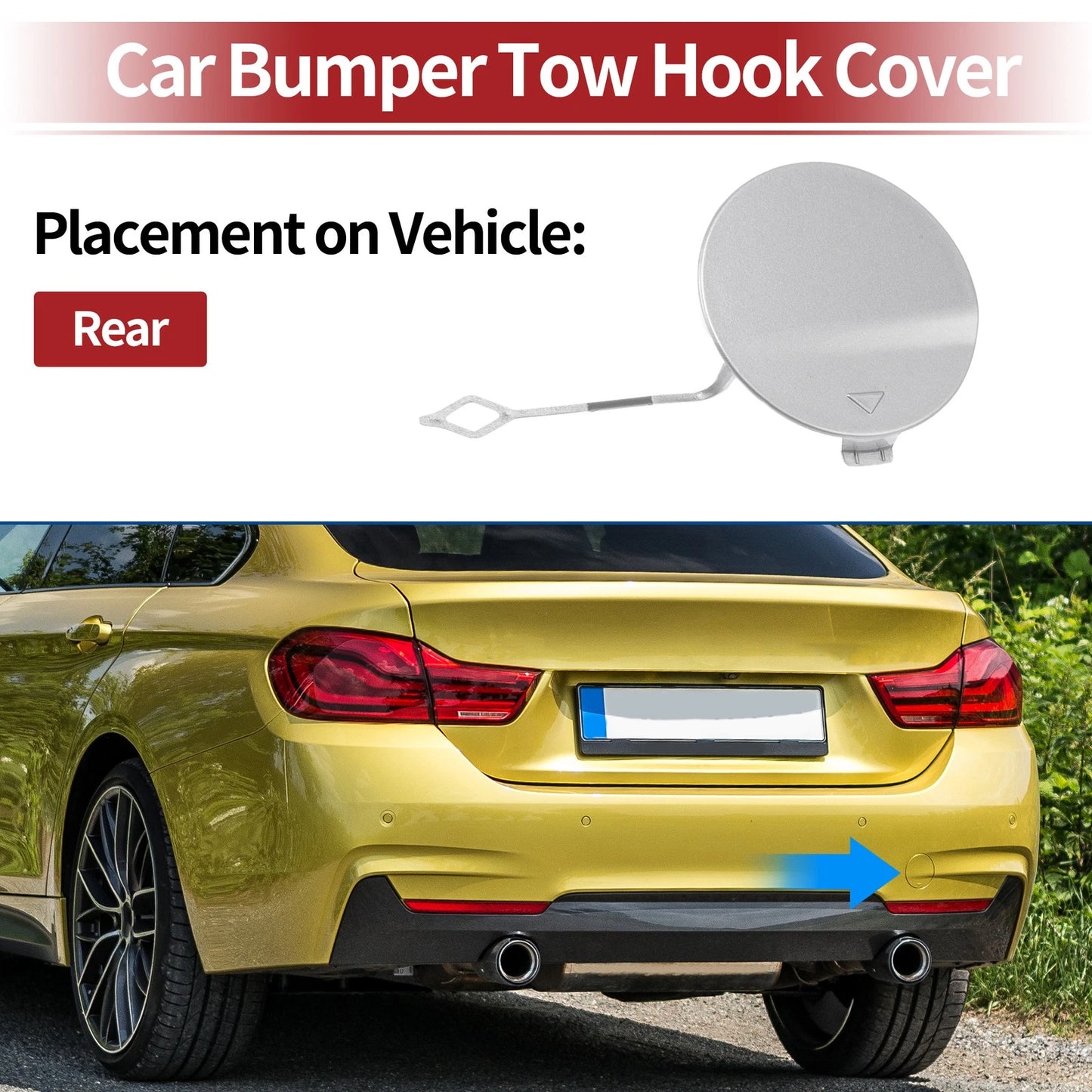 Rear Tow Hook Cover for BMW 428i (2014-2016) Silver Tone