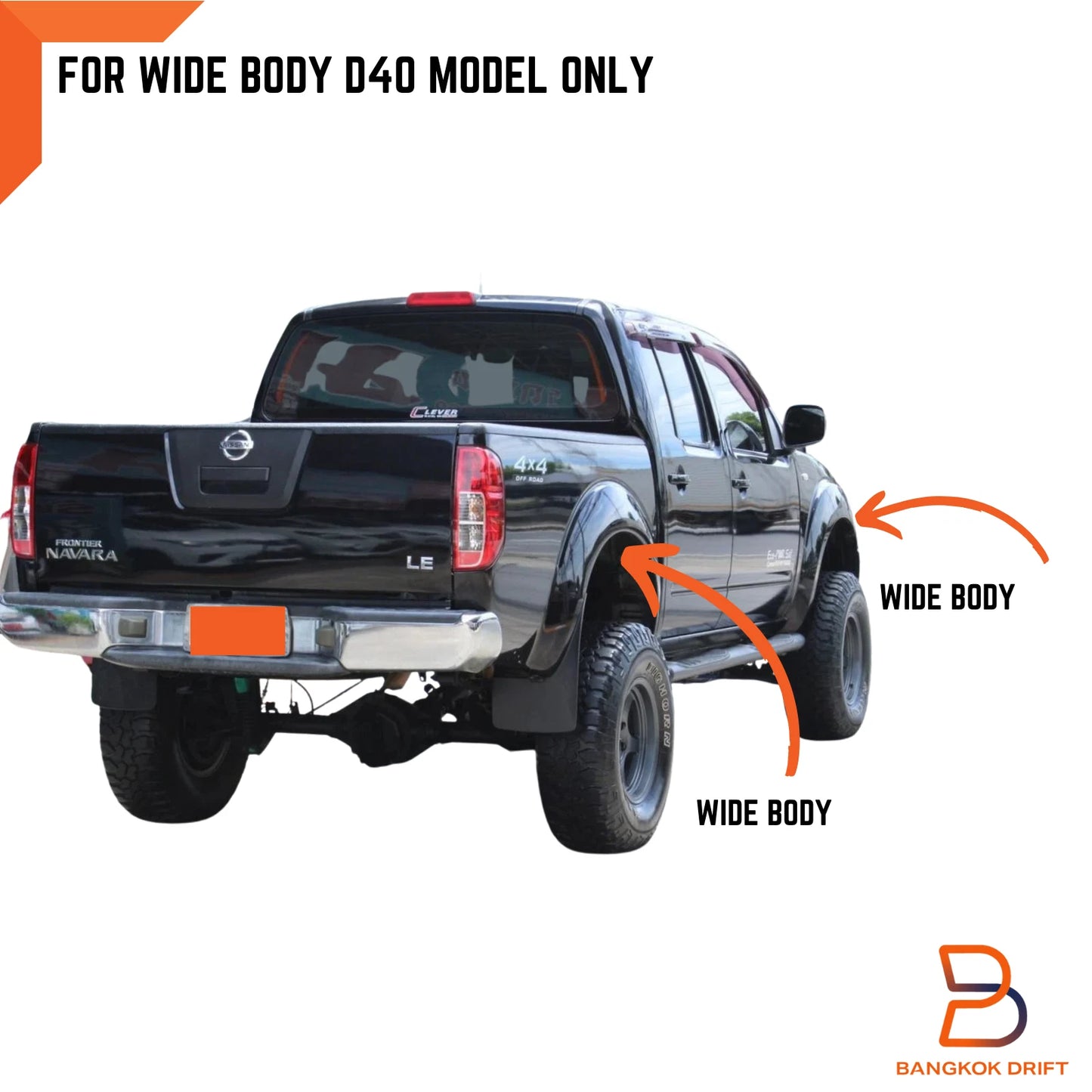 Black Fender Flare Arch for Nissan Navara D40 Widebody 4-Door Dual Cab