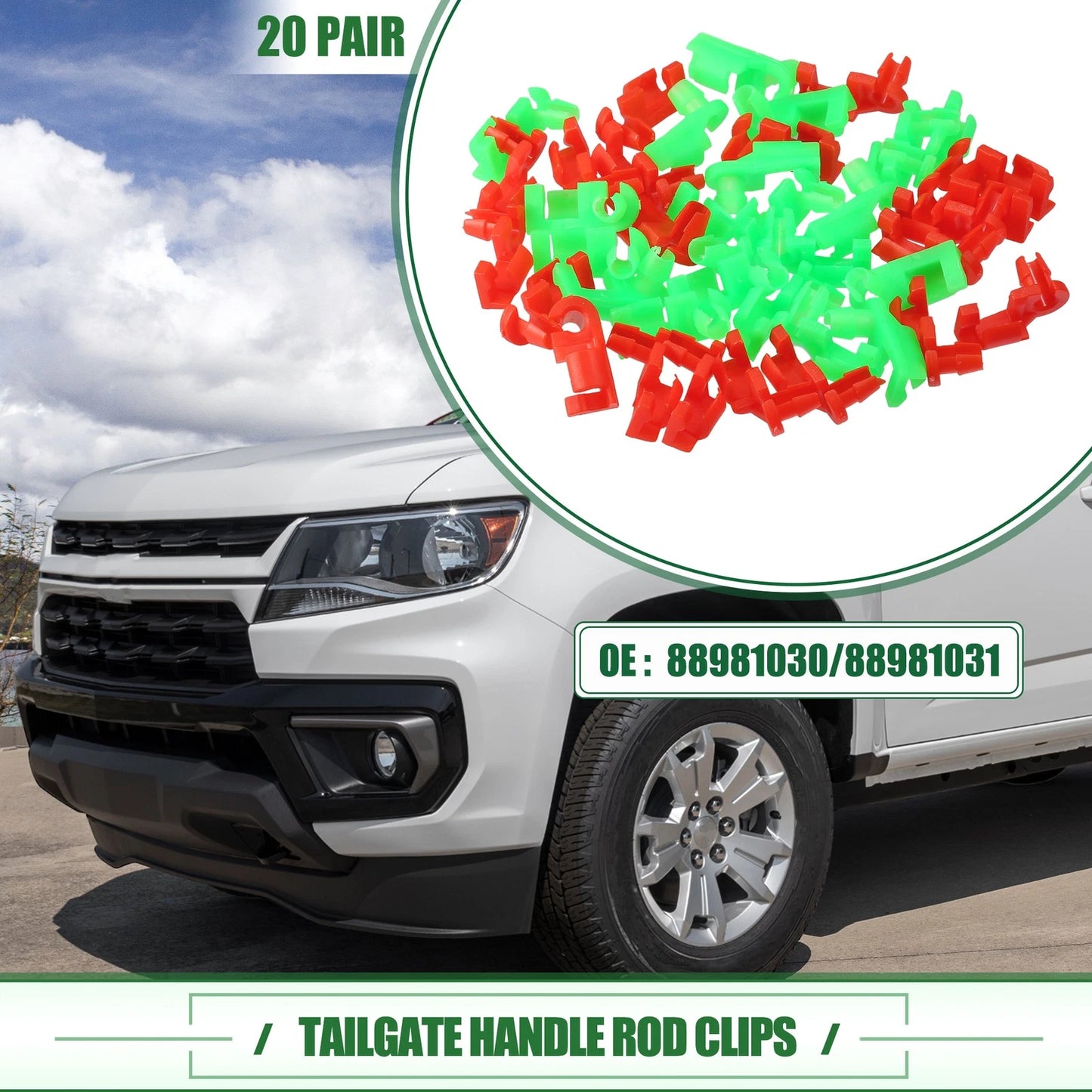Tailgate Handle Rod Clips for Chevrolet Silverado 20 pairs (1999-2009)