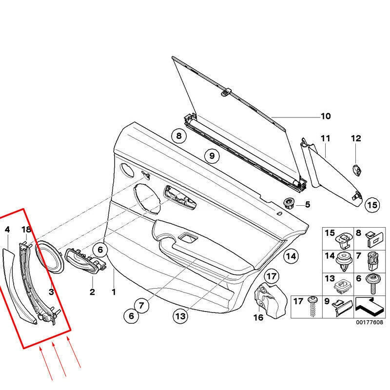 Beige Inner Door Handle Pull Trim & Cover Kit for BMW E90 328i (2007-2013)