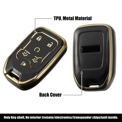 Smart Key Fob Cover with Keychain Black for GMC Terrain (2017-2021)