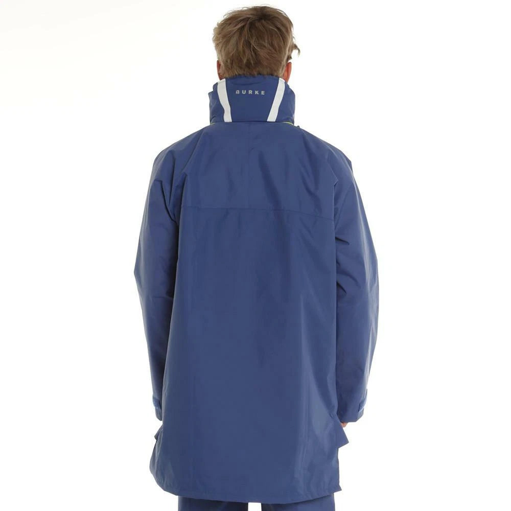 Burke Super Dry Rain Jacket Sailing 3/4 Length Blue/White Waterproof