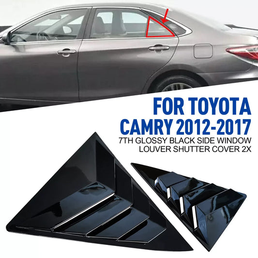 2 x Glossy Black Side Window Louver Shutter Cover for Toyota Camry (2012–2017)