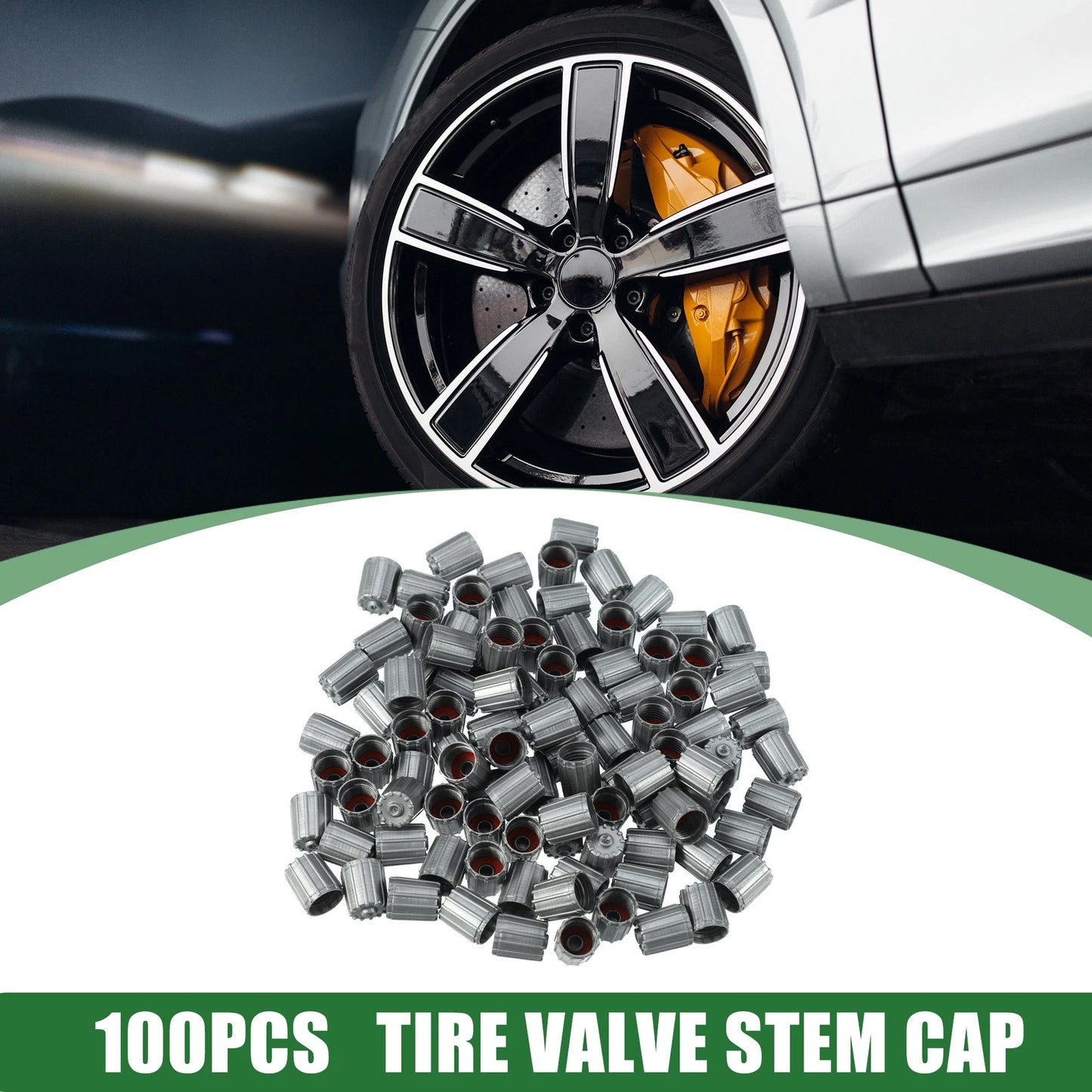 100pcs 12mm Plastic Gray Tire Valve Stem Caps for Car Motorcycles