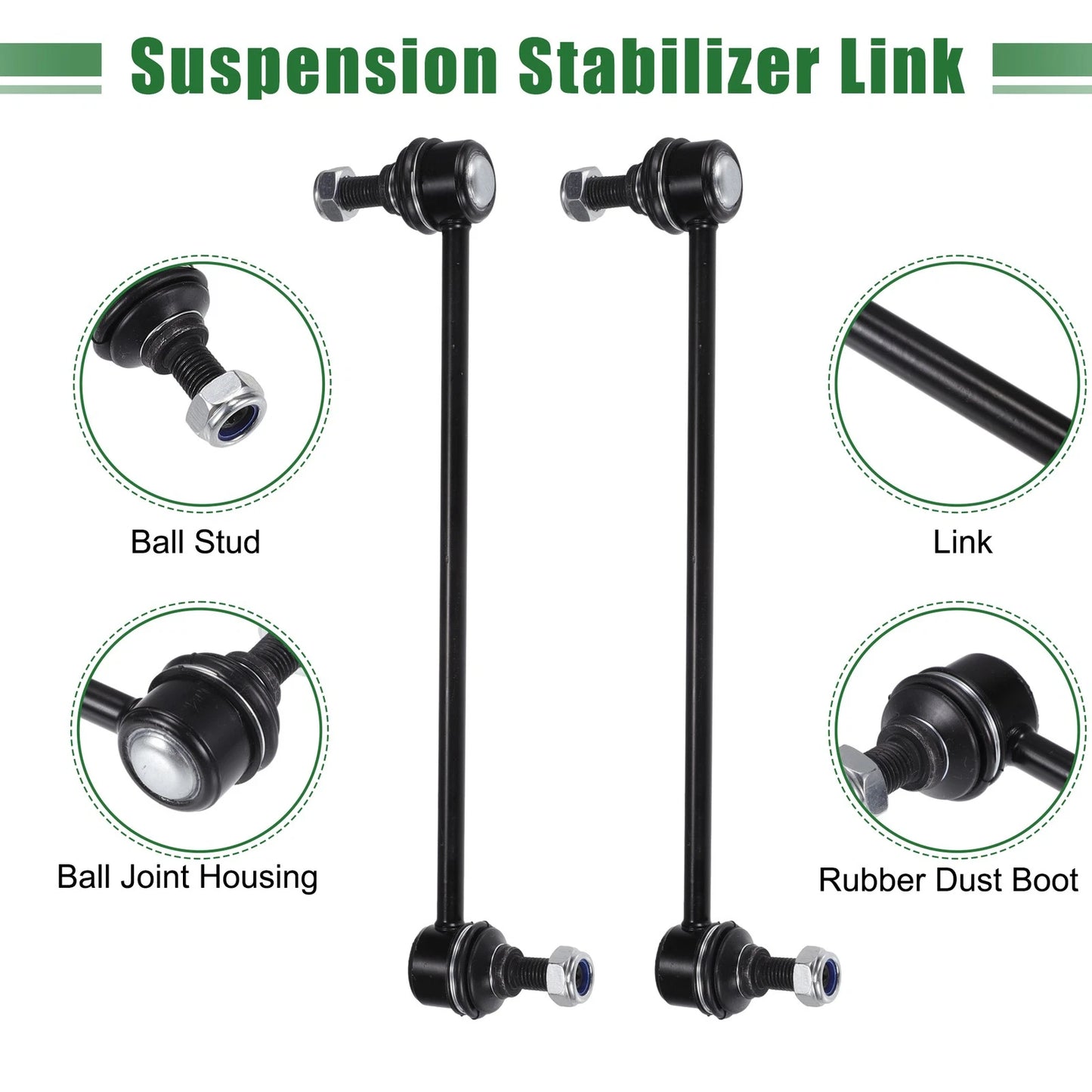 10 x Front Suspension Kit Tie Rod Ends & Sway Bar Links for Toyota Corolla (2003-2008)