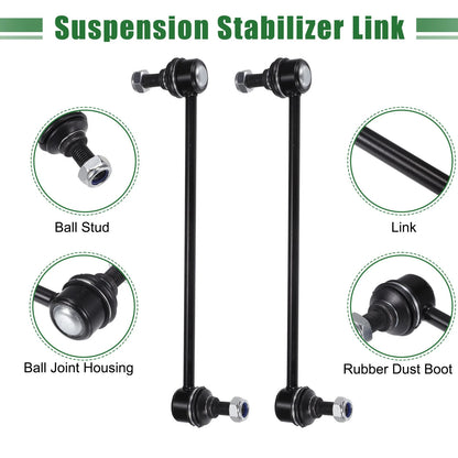 10 x Front Suspension Kit Tie Rod Ends & Sway Bar Links for Toyota Corolla (2003-2008)