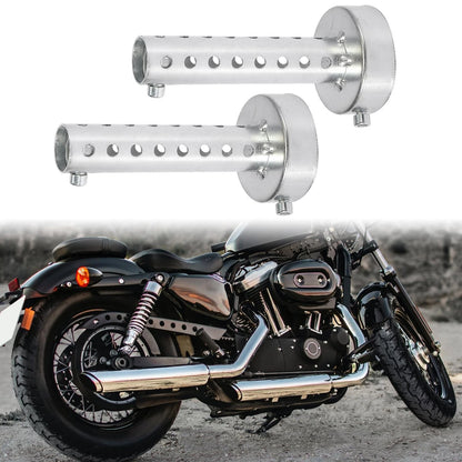 2 x 60mm Motorcycle Exhaust Silencer Exhaust Insert Muffler Pipe Silver Tone