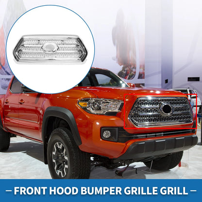 Front Hood Bumper Grille for Toyota Tacoma (2016-2020) Chrome Silver Tone