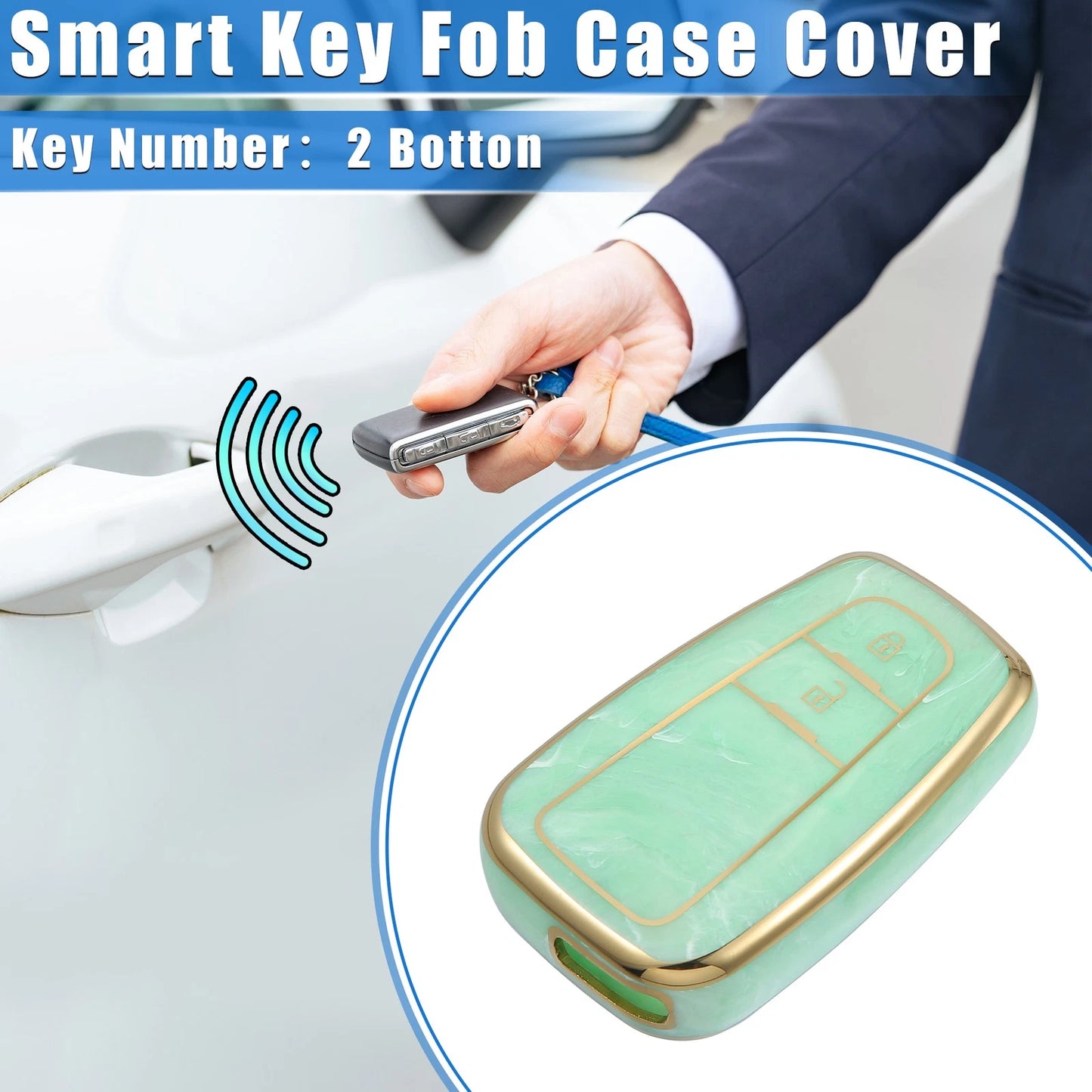 Smart Key Fob Cover Case for Toyota Prius 2006-2022 - 2 x TPU Green