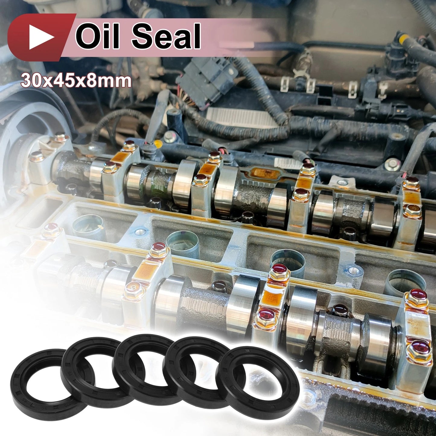 Rotary Shaft Seal 30x45x8mm Oil Seal Nitrile 70 Durometer Black 5 Pcs