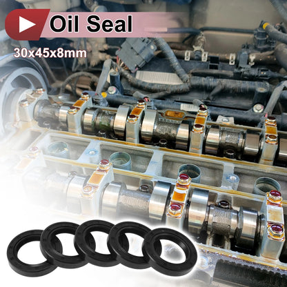 Rotary Shaft Seal 30x45x8mm Oil Seal Nitrile 70 Durometer Black 5 Pcs