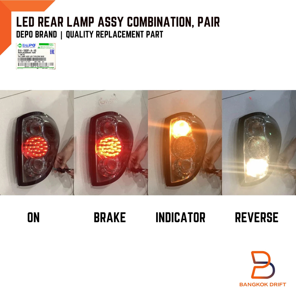 DEPO  LED Smoke Tail Light Rear Lamp for Mitsubishi Triton L200 (05-14)