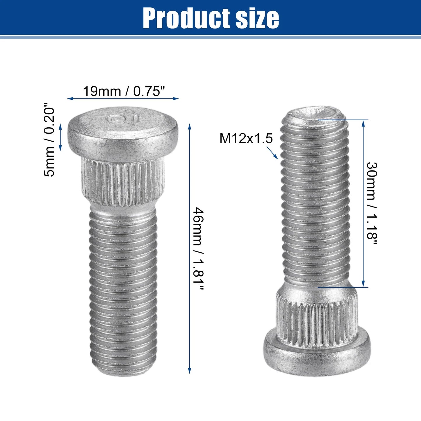 2 x M12x1.5 Wheel Lug Studs for LEXUS ES350 (2007-2012)