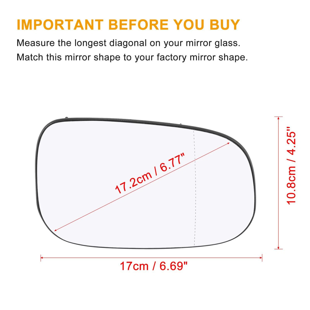 Heated Right Passenger Side Mirror Glass for Volvo C30 S40 C70 V50 (2006-2013)