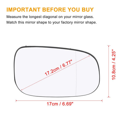 Heated Right Passenger Side Mirror Glass for Volvo C30 S40 C70 V50 (2006-2013)