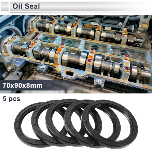 Oil Seal Nitrile Rubber 70x90x8mm Black 5 Pcs