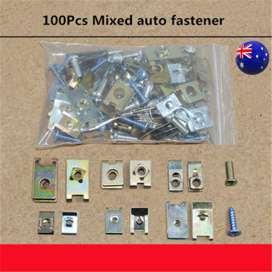 100pc U Type Metal Clips for Car Body Panel Bumper Fender Fasteners