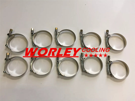2 x 10" Stainless Steel T-Bolt Silicone Hose Clamps