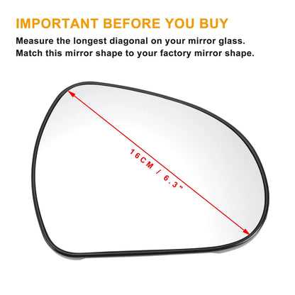 Right Side White Mirror Glass w/ Back for Peugeot 207 308 (2006-2014)