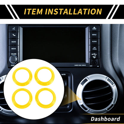 AC Vent Dashboard Decoration Rings for Jeep Wrangler JK JKU (2011-2017)