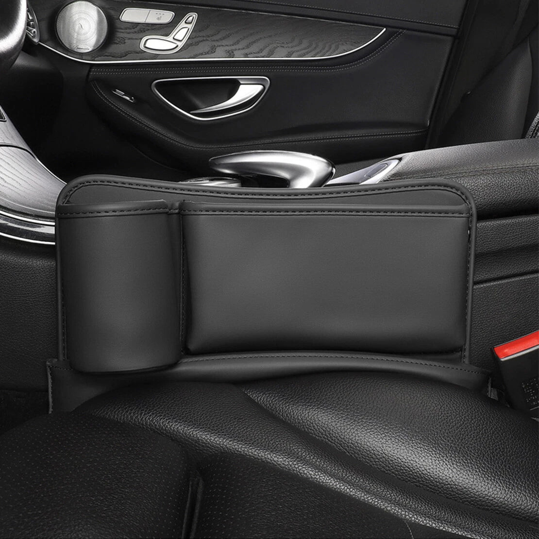 Left Side Gap Filler Phone Holder Organizer for Car Seat - Black