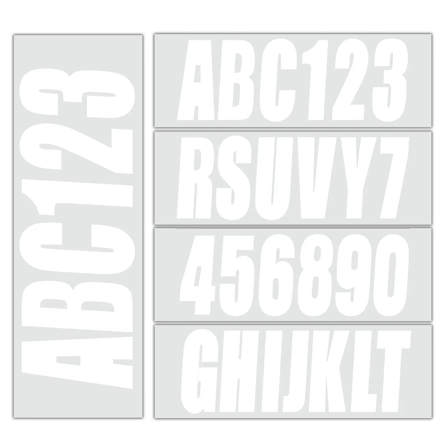 Custom Boat Registration Numbers White Decal Sticker Set A-Z & 0-9