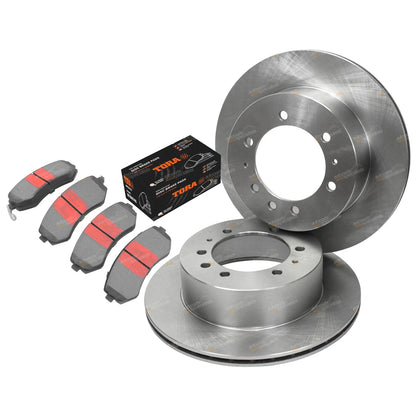Rear Disc Rotors + Brake Pad Set Kit for Nissan Patrol GU Y61 (1997-2016)