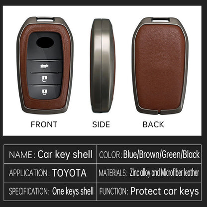 Zinc Alloy Leather Car Key Fob Cover Case for Toyota Prius Yaris Corolla Sienna