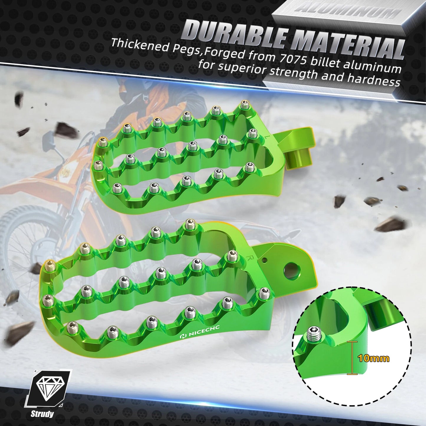 Larger Footpegs for Kawasaki KLR650 (1987-2023)
