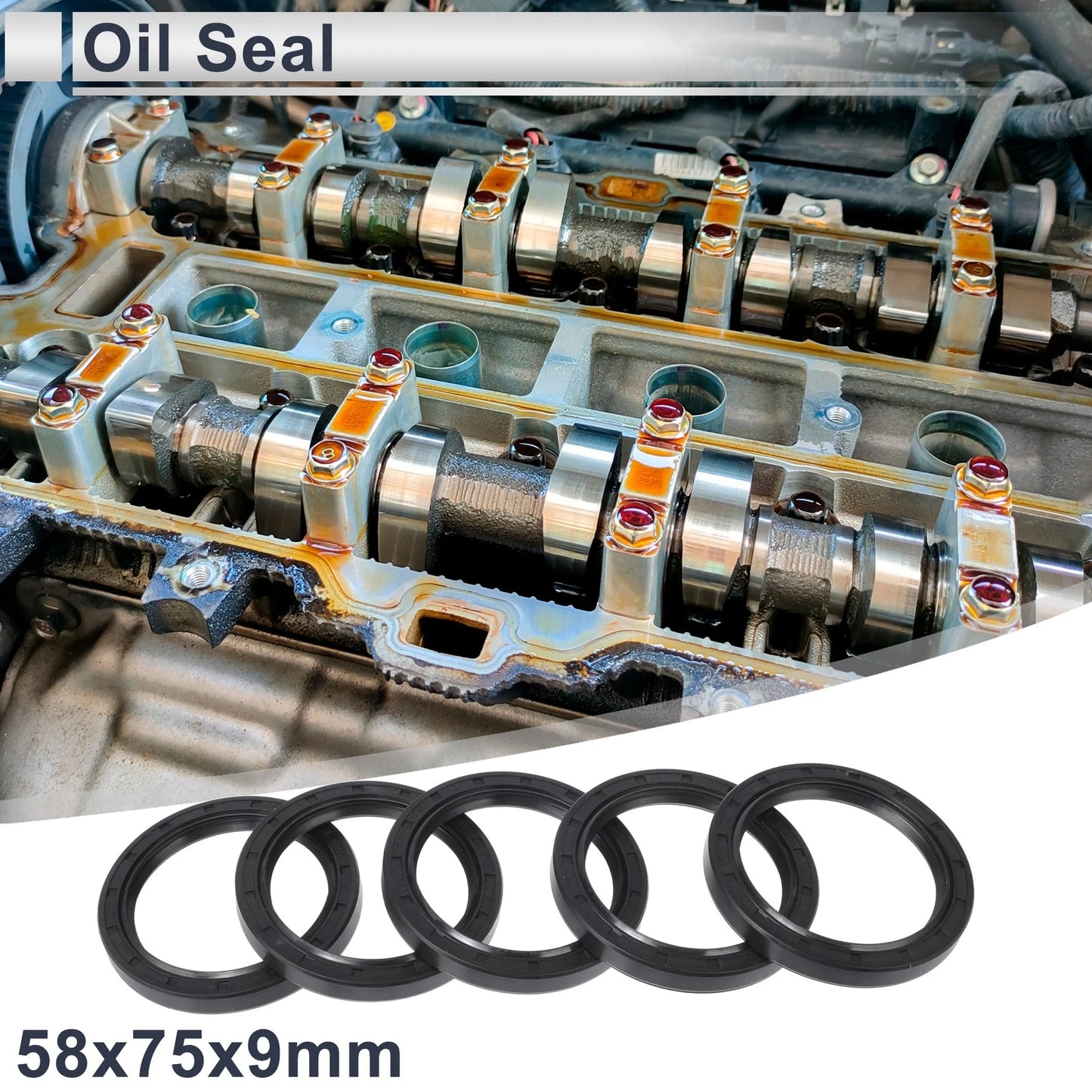 Oil Seal 58x75x9mm Seal Ring Rotary Shaft Seal NBR Rubber 5 Pcs