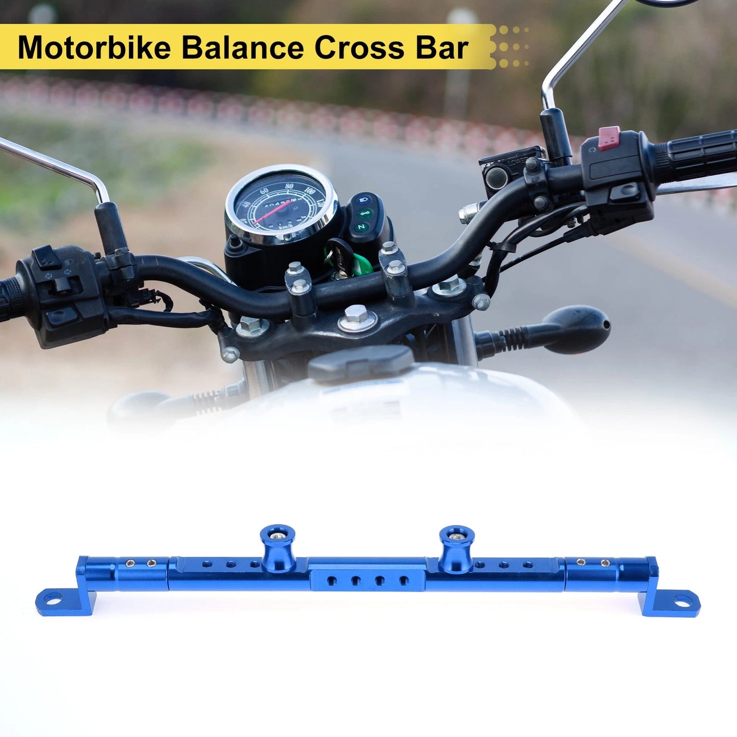 Balance Cross Bar 10mm/0.39" Dia Handlebars Blue for Motorcycle