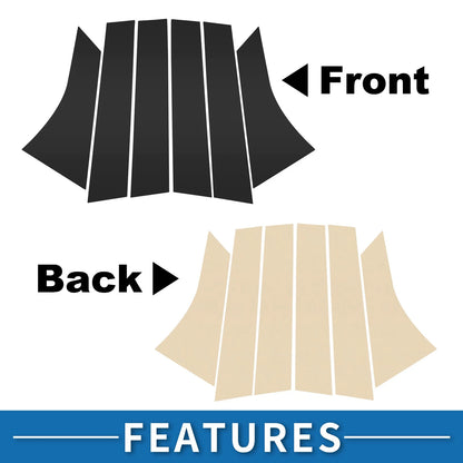 6pcs Door Pillar Window Trim for Ford Focus (2012-2019) Black