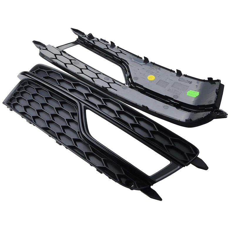 2 x Black Front Bumper Fog Light Grill Covers for Audi A5 S-line S5 (2013-2016)