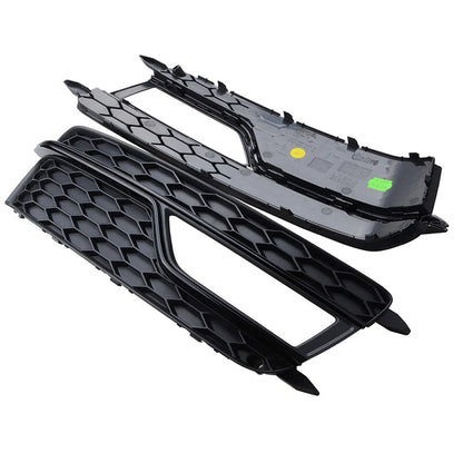 2 x Black Front Bumper Fog Light Grill Covers for Audi A5 S-line S5 (2013-2016)