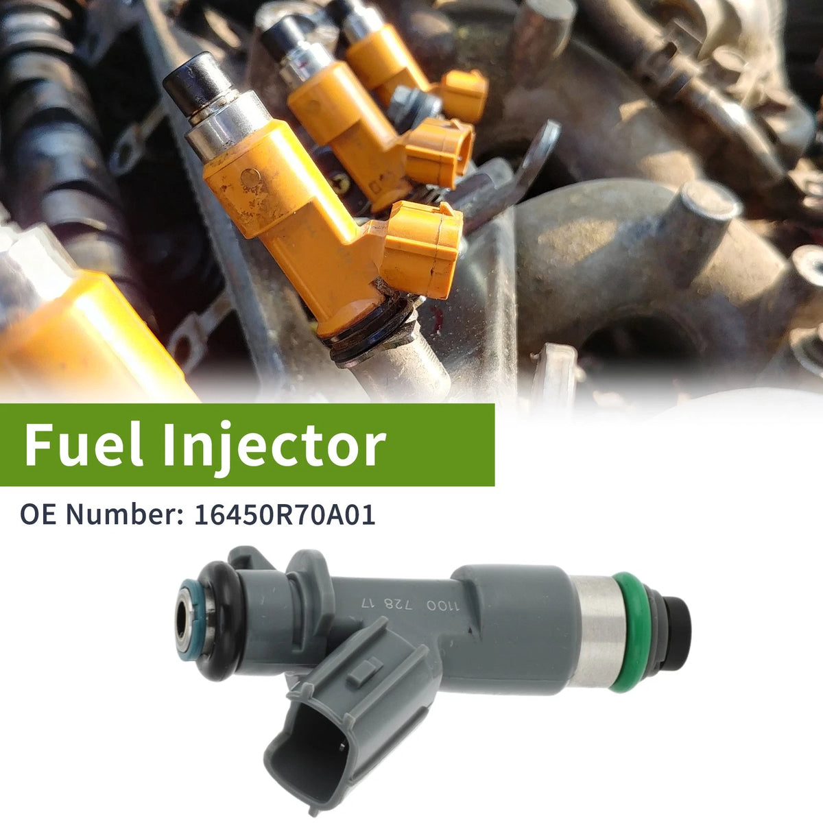 Fuel Injector 16450R70A01 for Honda Accord (2008-2017) 1 Pc Gray
