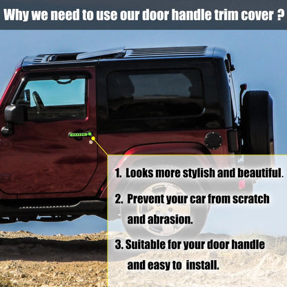 3 x Door Handle Trim & Button Covers for Jeep Wrangler (2007-2018) Green